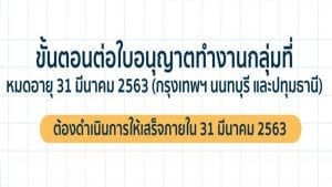 ปกขั้นตอนต่อใบอนุญาตทำงานกลุ่มที่หมดอายุ 31 มีนาคม