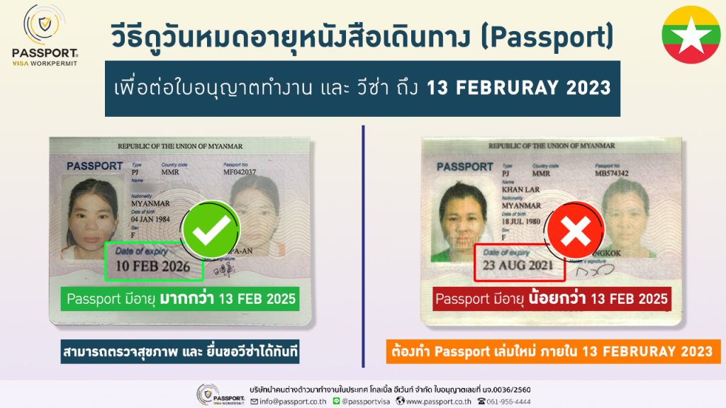 วิธีดูวันหมดอายุหนังสือเดินทางเมียนมา