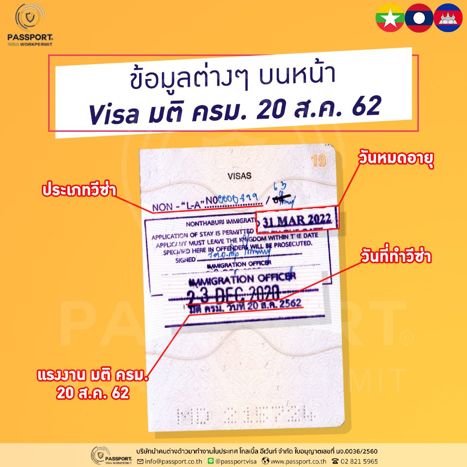 ข้อมูลหน้าวีซ่า visa มติ ครม. 20สิงหาคม2562