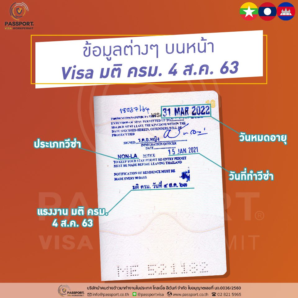ข้อมูลหน้าวีซ่า visa มติ ครม. 4 สิงหาคม2563