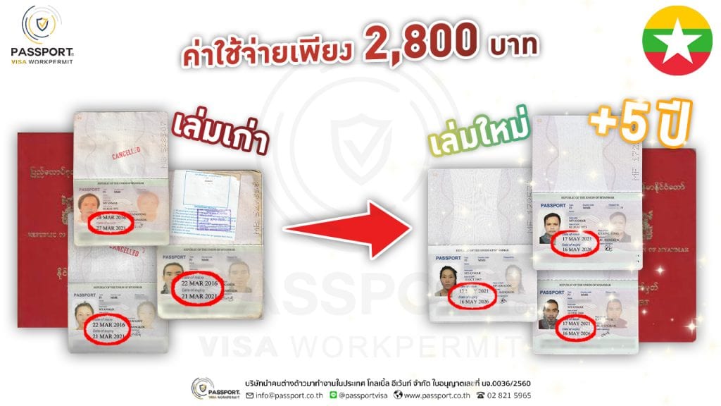 บริการ พาสปอร์ตพม่าหมดอายุ pj,pv เล่มสีแดง ทำเล่มใหม่ อายุ 5 ปี