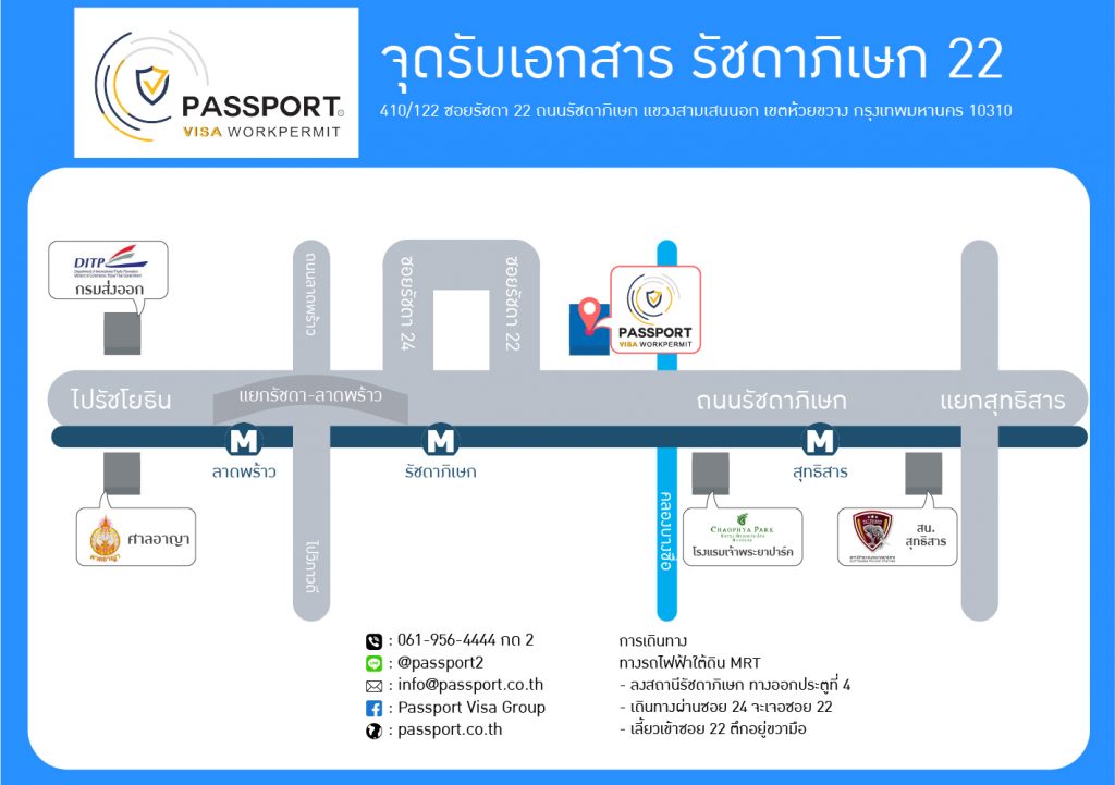 แผนที่ จุดบริการต่างด้าว รับเอกสารรัชดา