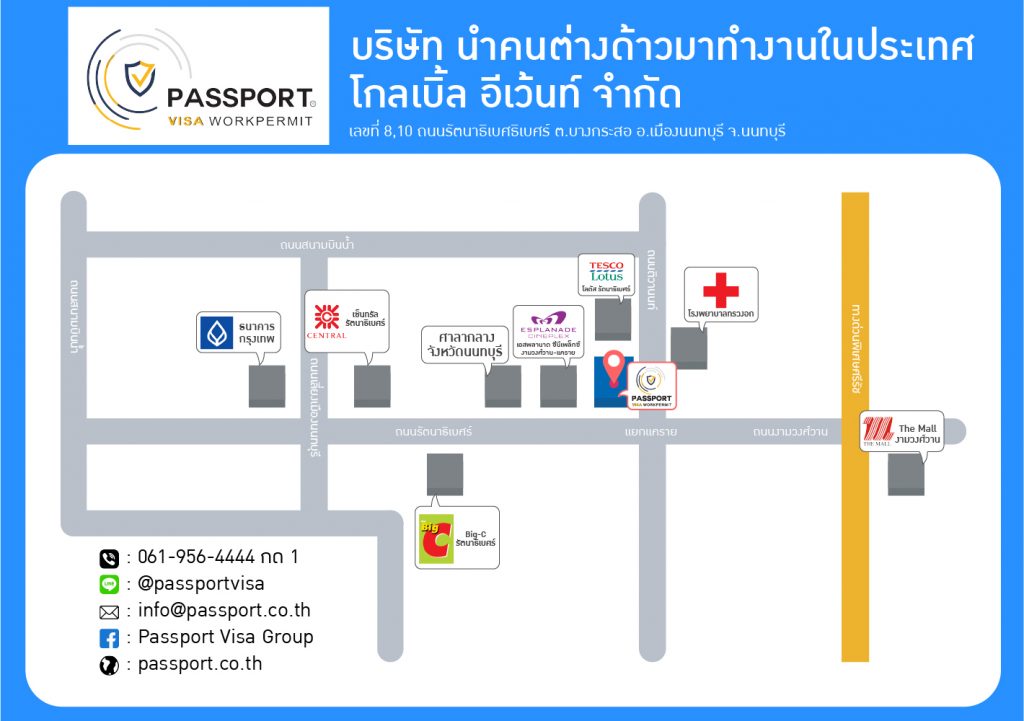 แผนที่ รับเอกสารนำเข้าแรงงานต่างด้าวนนทบุรี