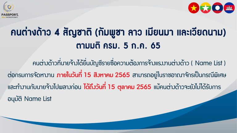 คนต่างด้าว มติคณะรัฐมนตรีเมื่อวันที่ 5 กรกฎาคม 2565