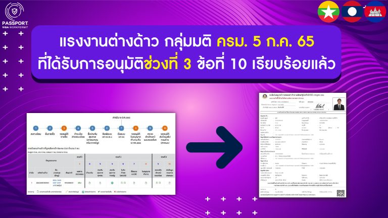 แรงงานต่างด้าว มติ ครม. 5 ก.ค. 65 ที่ได้รับการอนุมัติช่วงที่3 ข้อ10 แล้ว