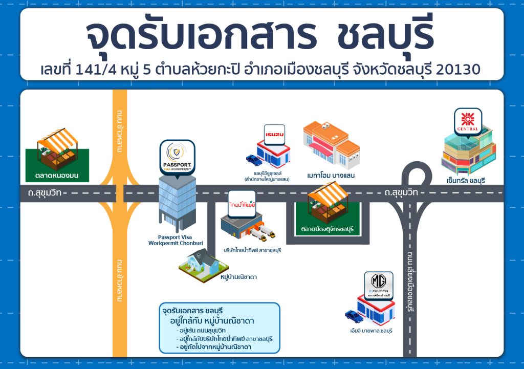 แผนที่ จุดรับเอกสาร ชลบุรี