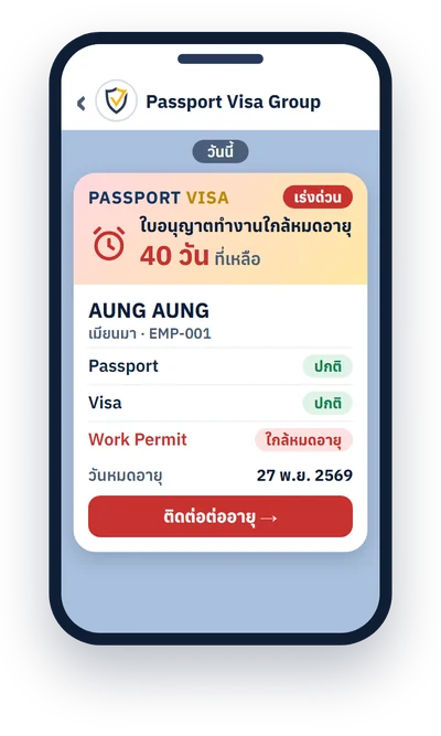 ตัวอย่างข้อความแจ้งเตือนเอกสารใกล้หมดอายุทาง LINE